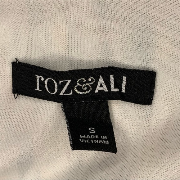 Roz & Ali White Pink Shimmer Cold Shoulder Short Sleeve Blouse Small Retro - Picture 6 of 9